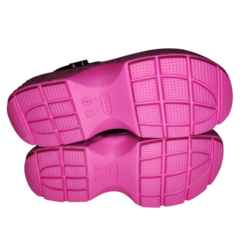 CROCS Sandals W9 M11 Black Pink Platform Hello Kitty Kuromi Whimsigoth NEW - Picture 6 of 7